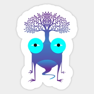 Cute Monster Frog Carrying Tree Sticker